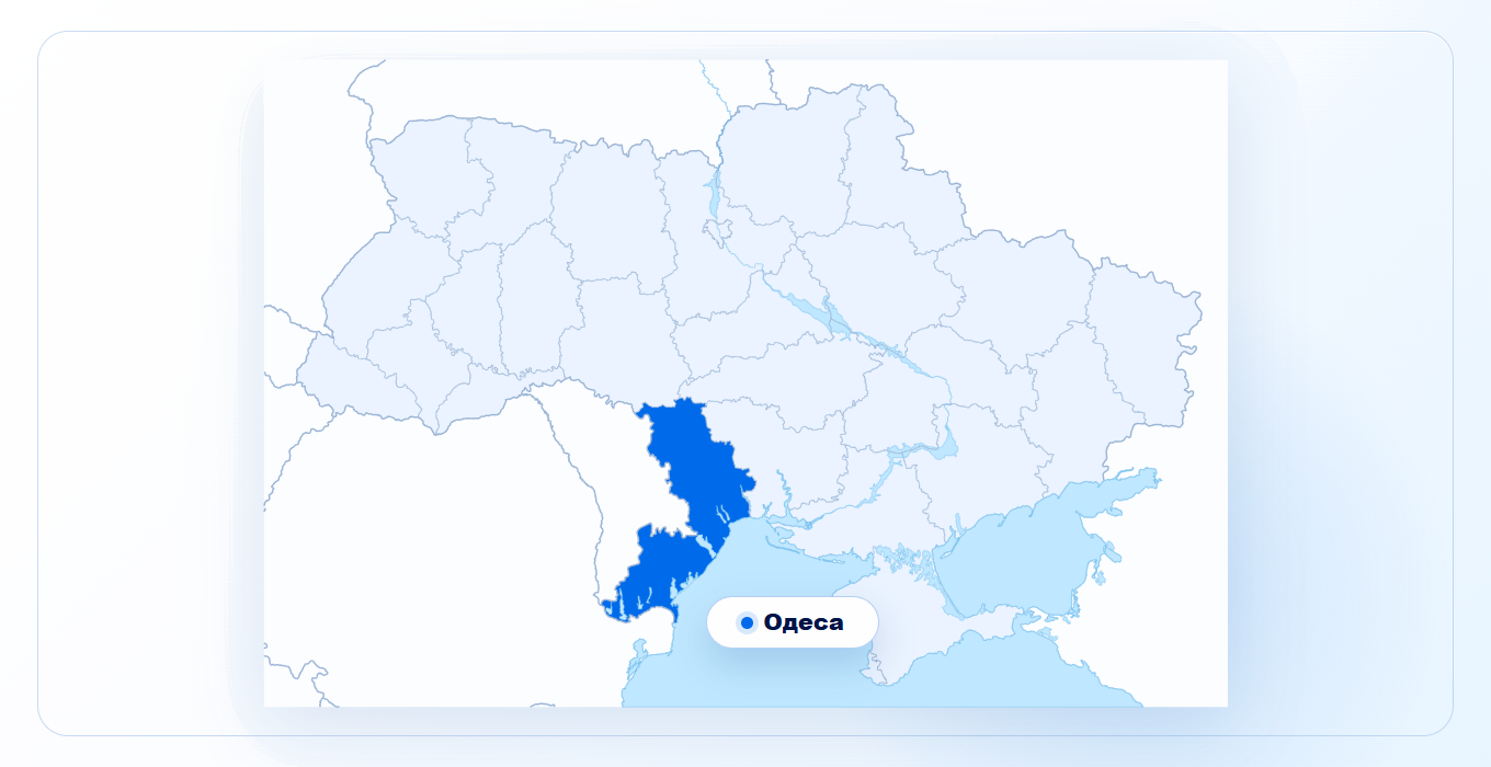 Карта України з виділеною Одеською областю